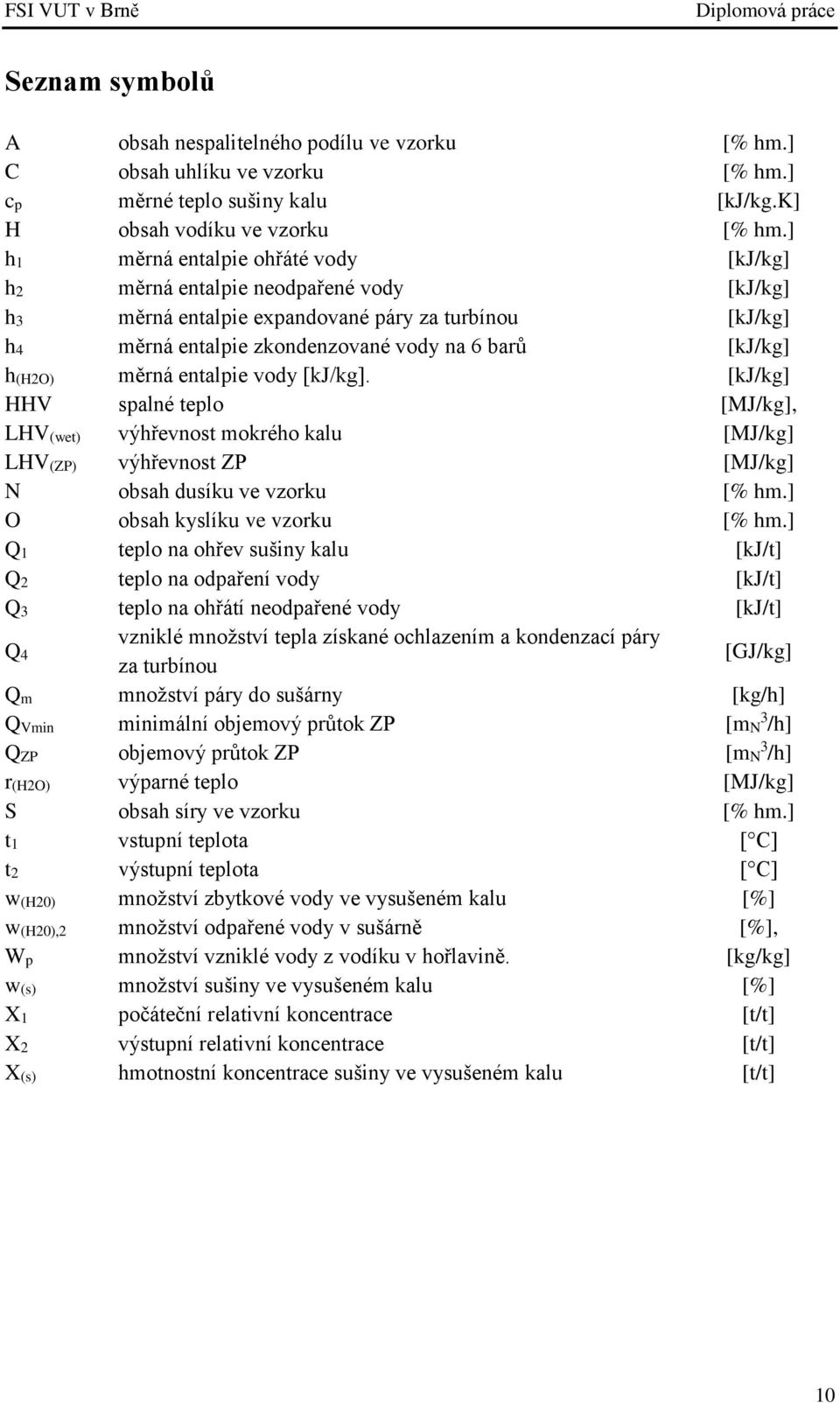 měrná entalpie vody [kj/kg]. [kj/kg] HHV spalné teplo [MJ/kg], LHV(wet) výhřevnost mokrého kalu [MJ/kg] LHV(ZP) výhřevnost ZP [MJ/kg] N obsah dusíku ve vzorku [% hm.] O obsah kyslíku ve vzorku [% hm.