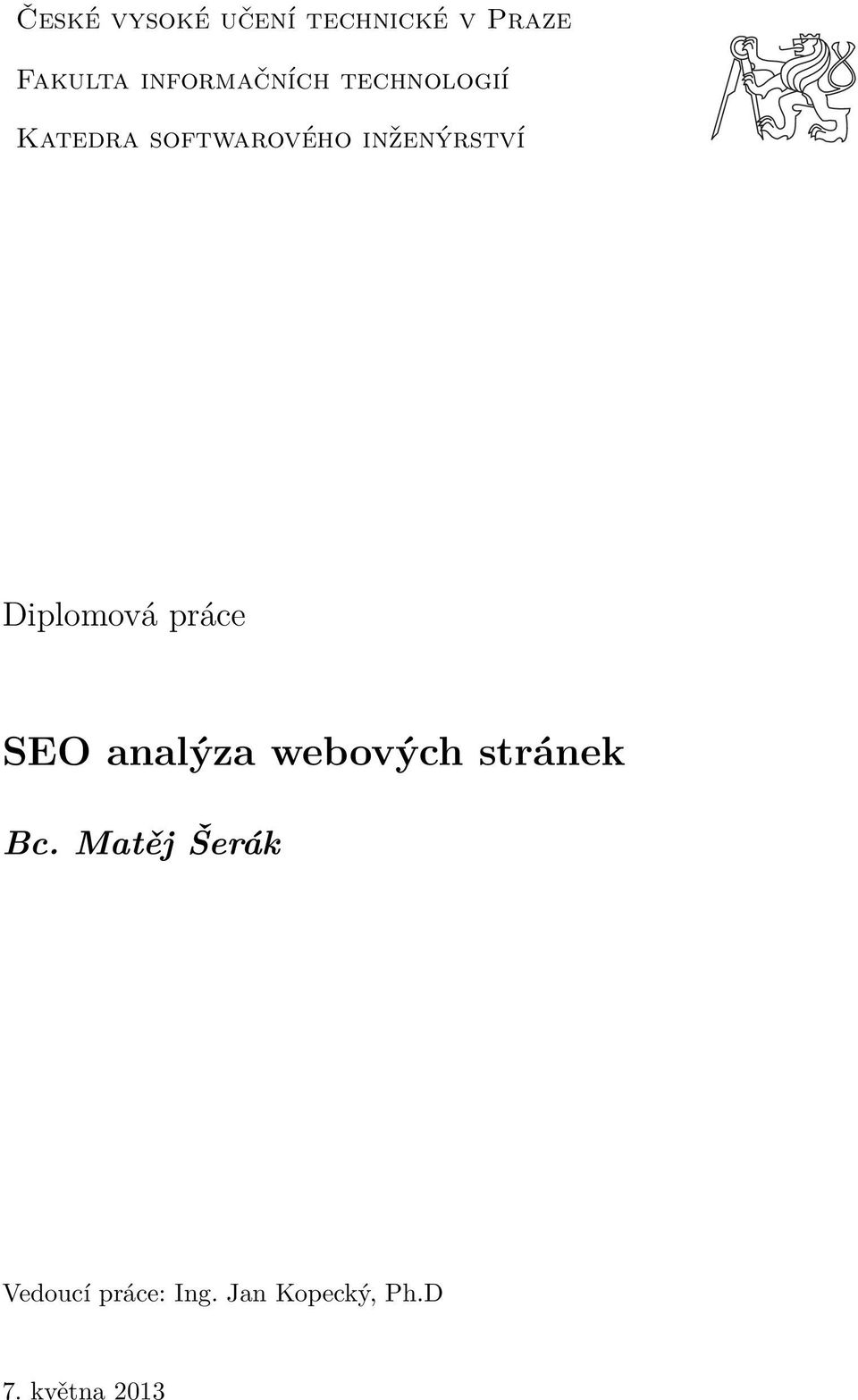 inženýrství Diplomová práce SEO analýza webových