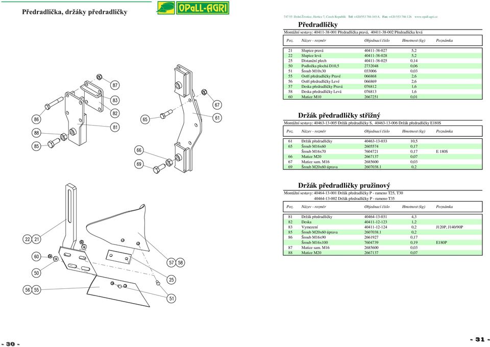 Pravá 076812 1,6 58 Deska předradličky Levá 076813 1,6 60 Matice M10 2667251 0,01 Držák předradličky střižný Montážní sestavy: 40463-13-005 Držák předradličky S, 40463-13-006 Držák předradličky E180S