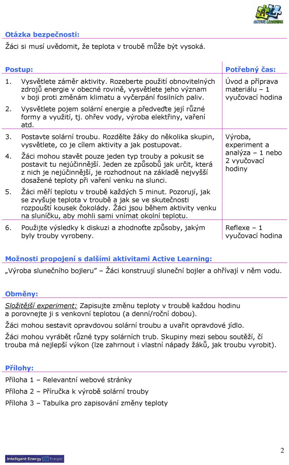 Vysvětlete pojem solární energie a předveďte její různé formy a využití, tj. ohřev vody, výroba elektřiny, vaření atd. 3. Postavte solární troubu.