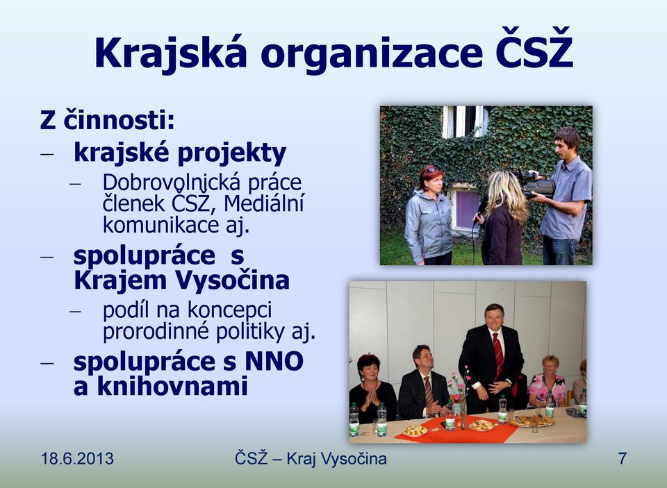 spolupráce s Krajem Vysočina podíl na koncepci prorodinné