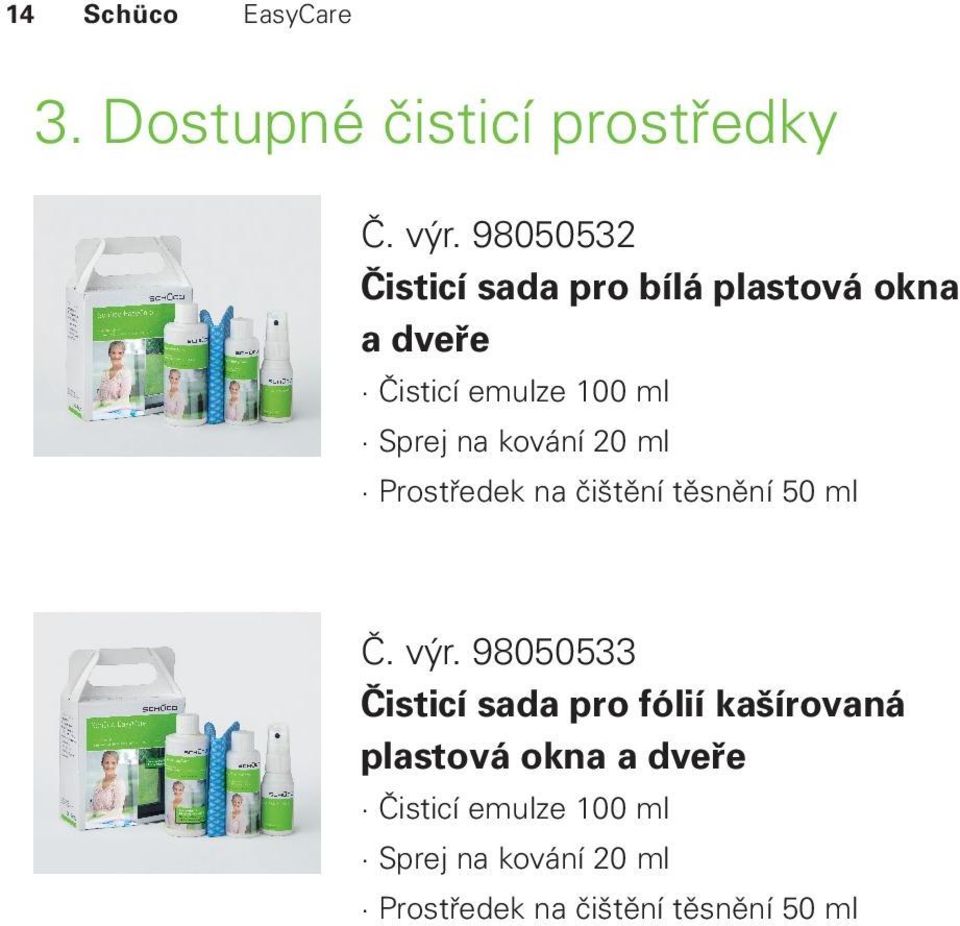 kování 20 ml Prostředek na čištění těsnění 50 ml Č. výr.