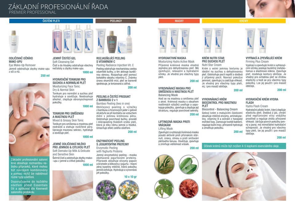 Doporučujeme do každého ošetření přidat essentials oil a aplikovat dle keenwell salonního protokolu. Čistí a do hloubky odstraňuje všechny nečistoty a zbytky make-upu.
