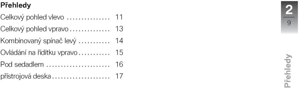 .......... 14 Ovládání na řídítku vpravo........... 15 Pod sedadlem.
