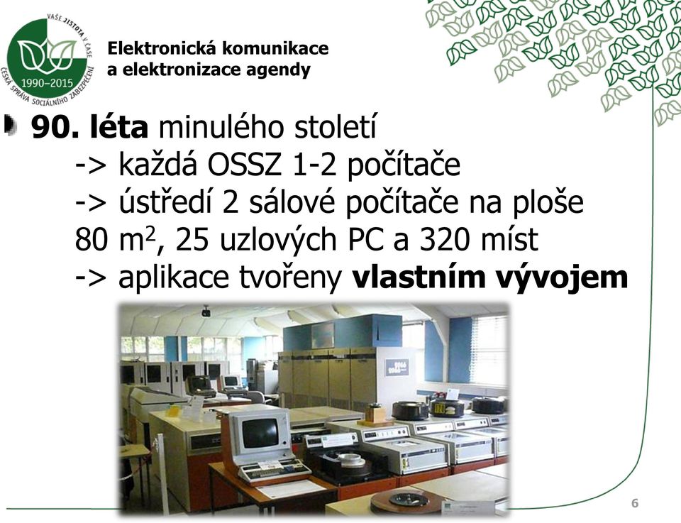 ústředí 2 sálové počítače na ploše 80 m 2, 25