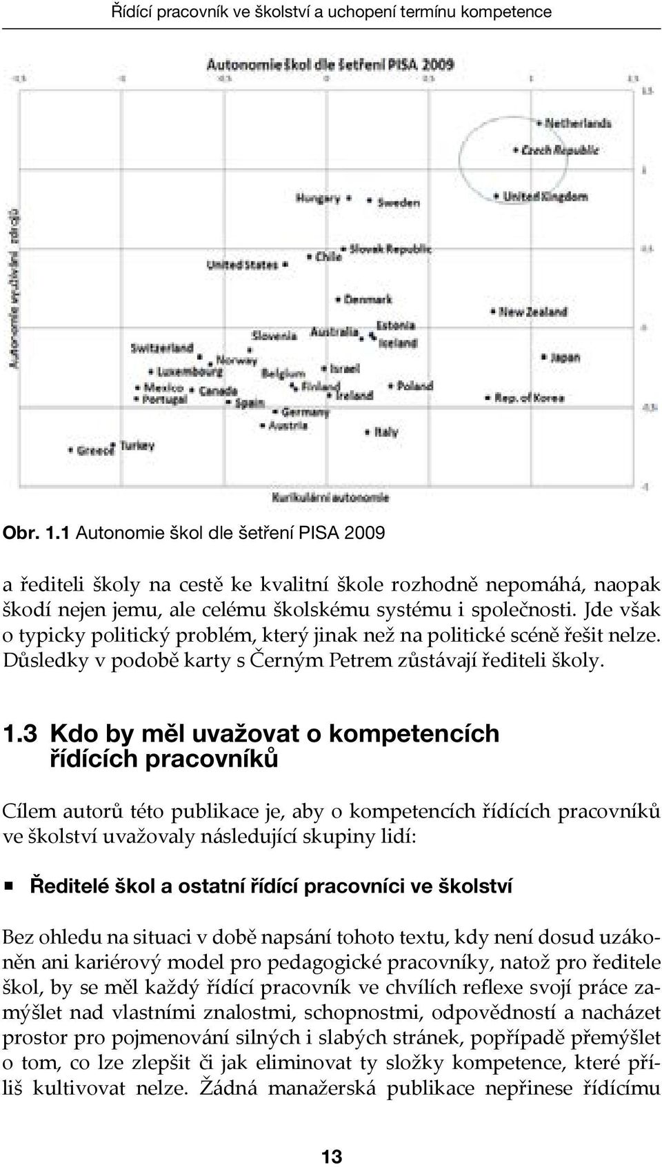 1 Autonomie škol dle šetření PISA 2009 Obr. 1.