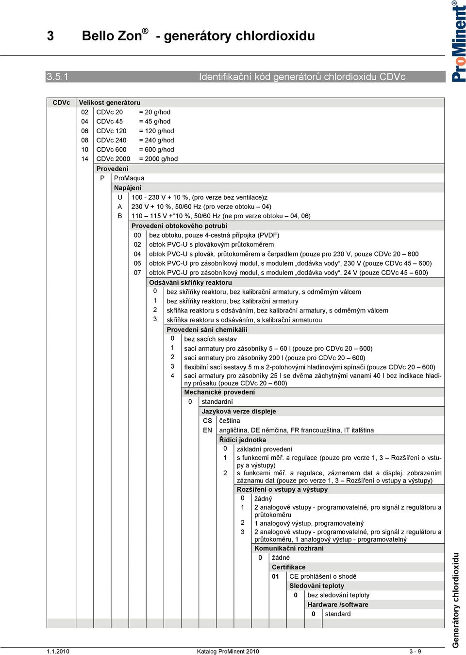 04, 06) Provedení obtokového potrubí 00 bez obtoku, pouze 4-cestná přípojka (PVDF) 02 obtok PVC-U s plovákovým průtokoměrem 04 obtok PVC-U s plovák.