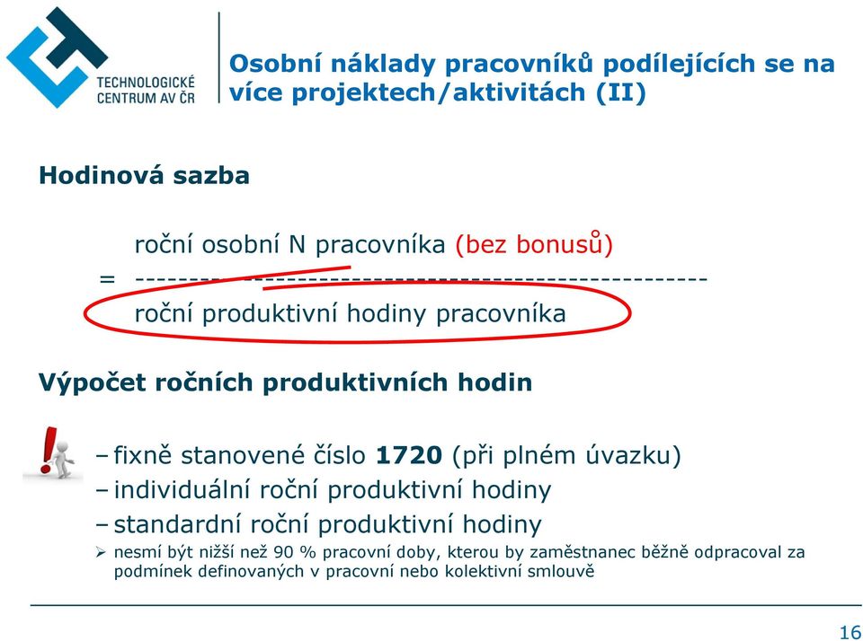 hodin fixně stanovené číslo 1720 (při plném úvazku) individuální roční produktivní hodiny standardní roční produktivní hodiny