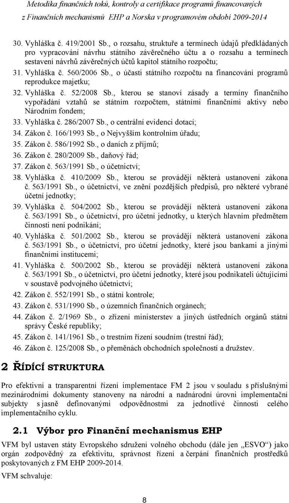 Vyhláška č. 560/2006 Sb., o účasti státního rozpočtu na financování programů reprodukce majetku; 32. Vyhláška č. 52/2008 Sb.