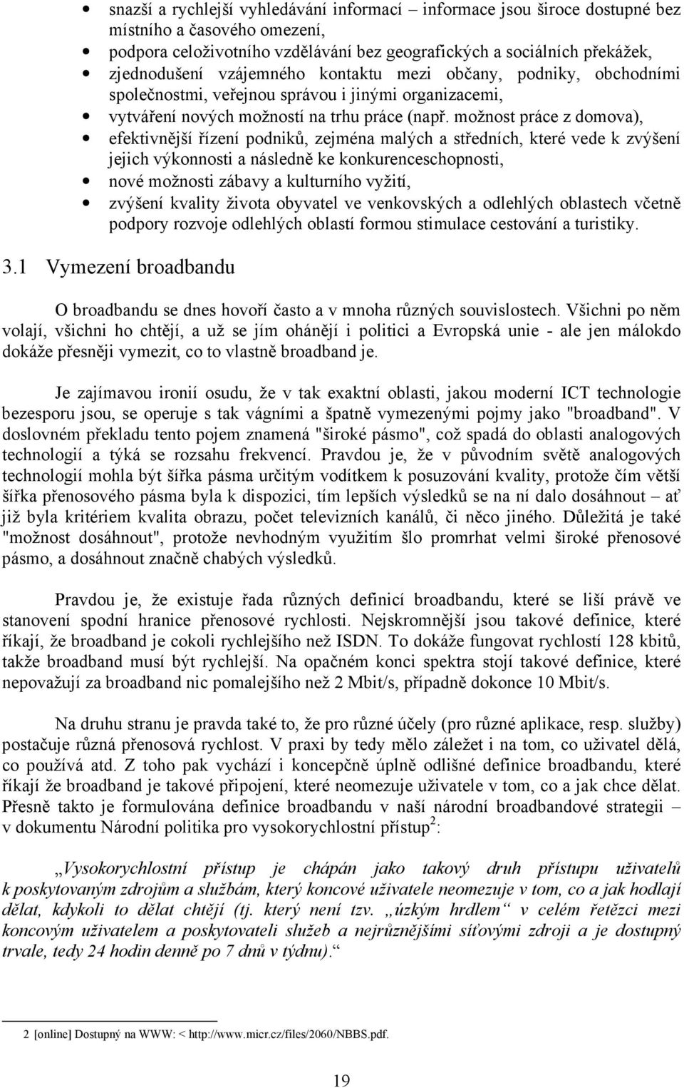 možnost práce z domova), efektivnější řízení podniků, zejména malých a středních, které vede k zvýšení jejich výkonnosti a následně ke konkurenceschopnosti, nové možnosti zábavy a kulturního vyžití,