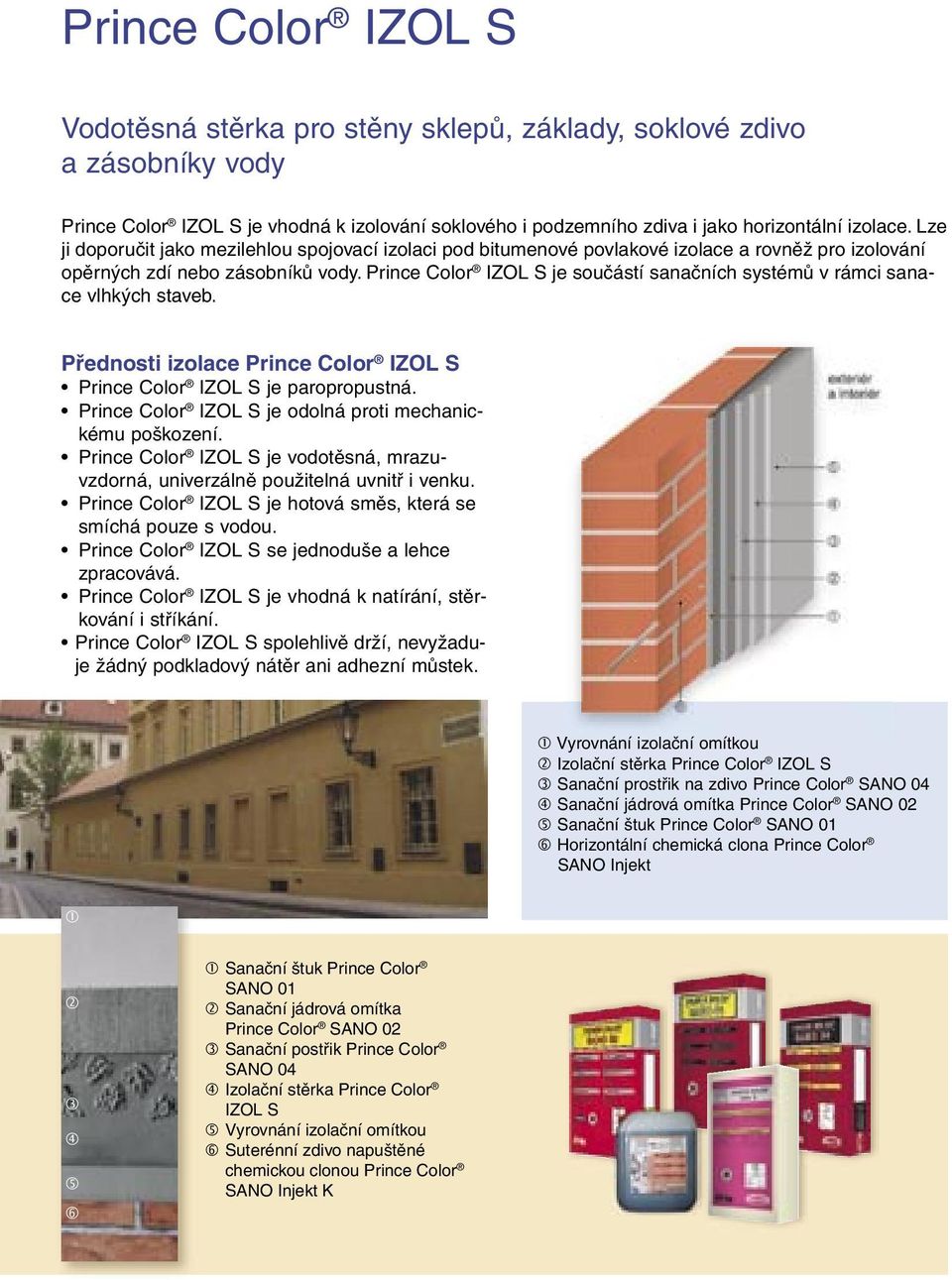 Prince Color IZOL S je součástí sanačních systémů v rámci sanace vlhkých staveb. Přednosti izolace Prince Color IZOL S Prince Color IZOL S je paropropustná.