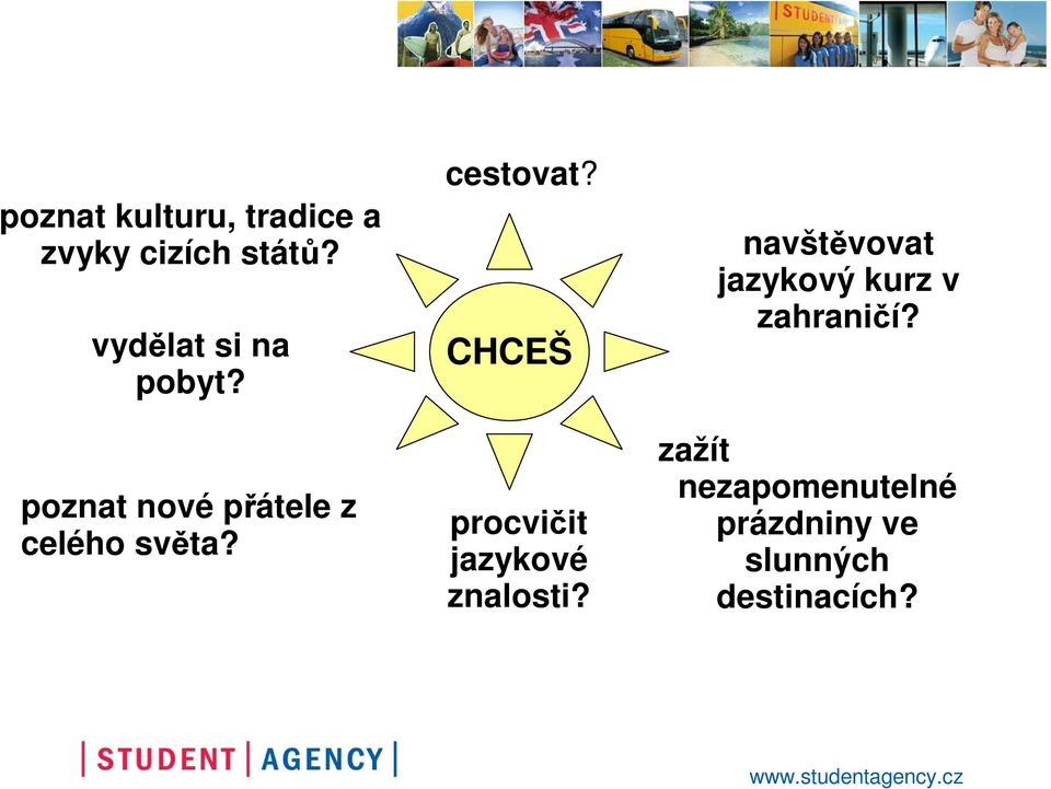 cestovat? CHCEŠ procvičit jazykové znalosti?