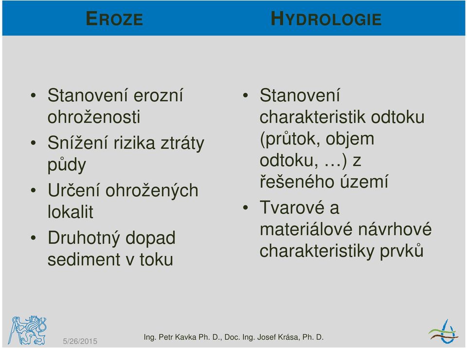 odtoku (průtok, objem odtoku, ) z řešeného území Tvarové a materiálové návrhové