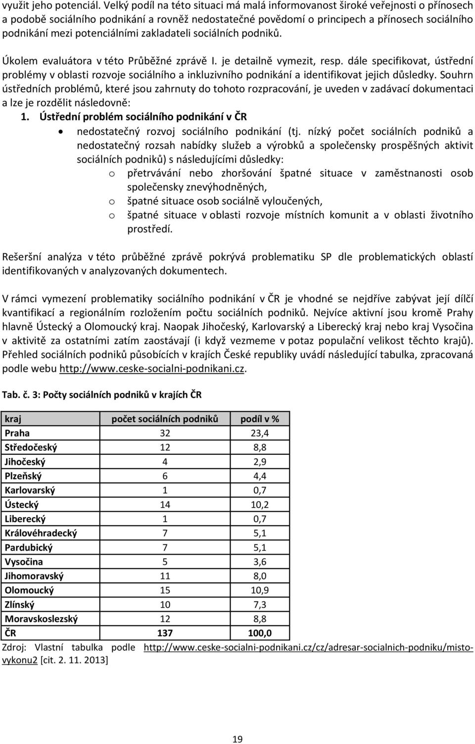 potenciálními zakladateli sociálních podniků. Úkolem evaluátora v této Průběžné zprávě I. je detailně vymezit, resp.