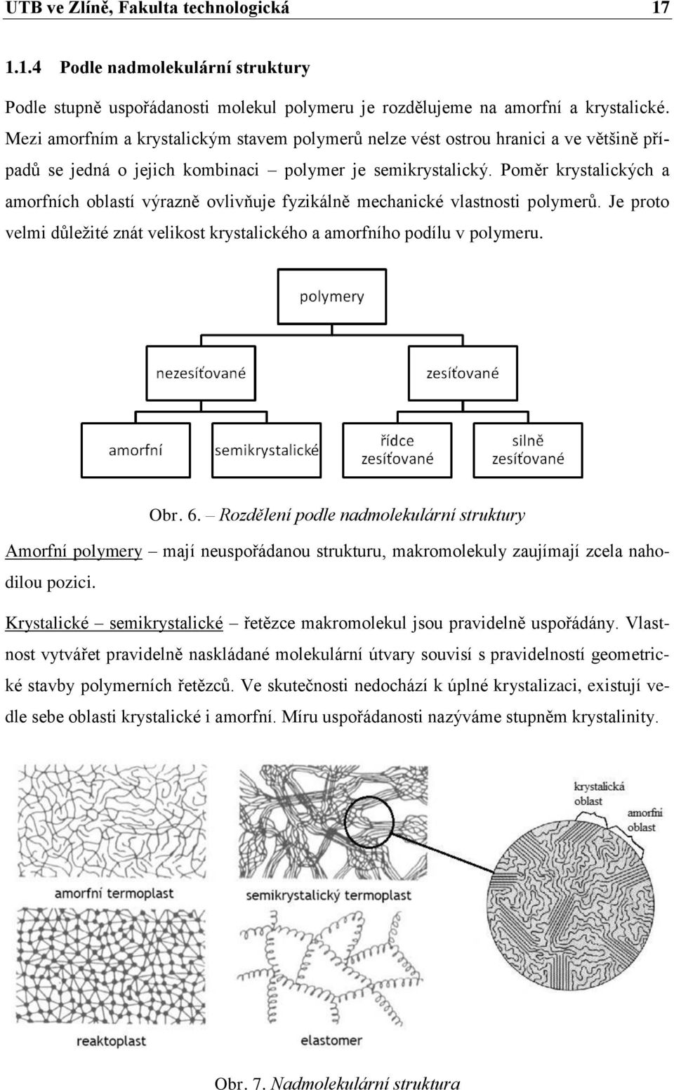 Poměr krystalických a amorfních oblastí výrazně ovlivňuje fyzikálně mechanické vlastnosti polymerů. Je proto velmi důležité znát velikost krystalického a amorfního podílu v polymeru. Obr. 6.