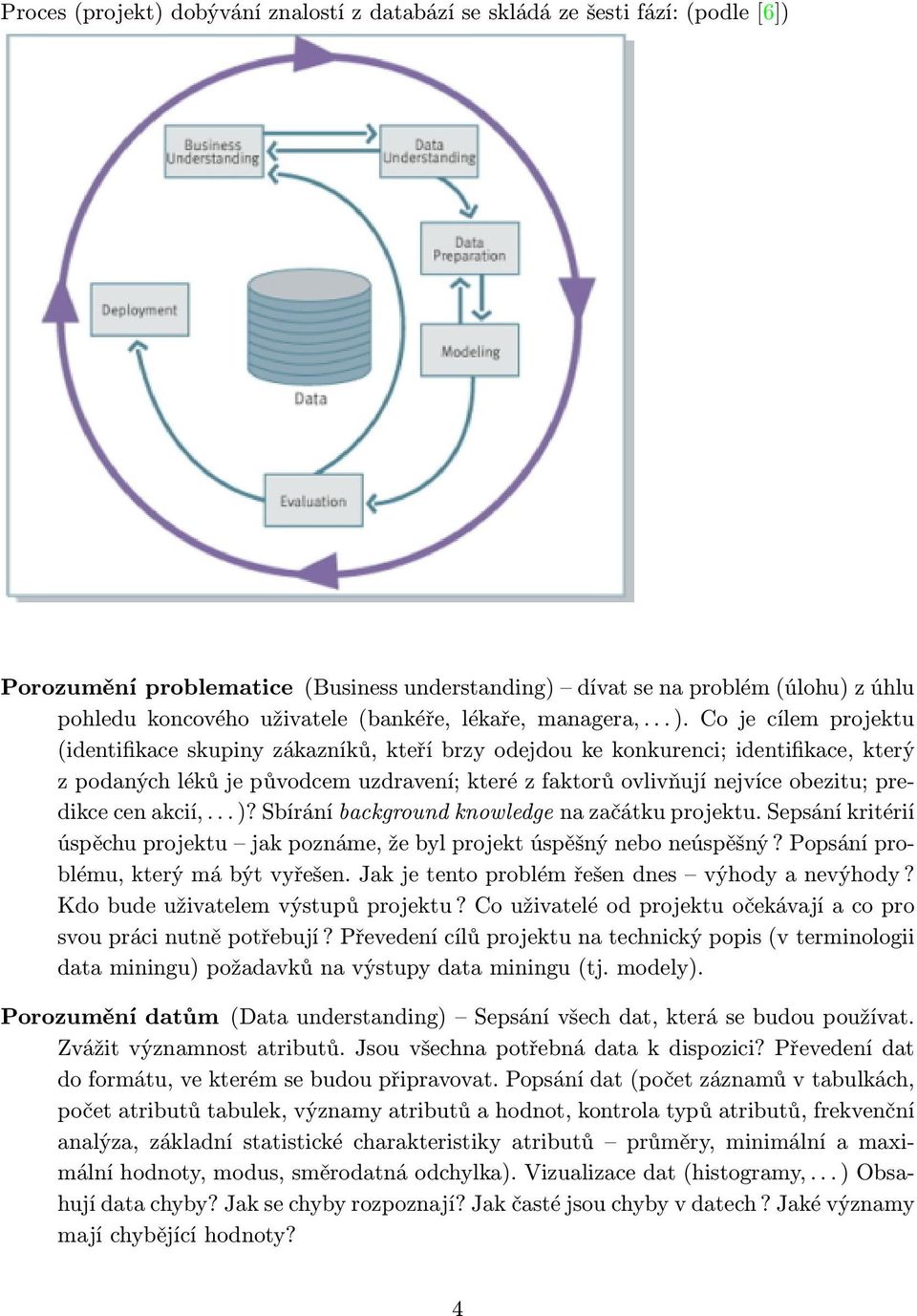 Co je cílem projektu (identifikace skupiny zákazníků, kteří brzy odejdou ke konkurenci; identifikace, který z podaných léků je původcem uzdravení; které z faktorů ovlivňují nejvíce obezitu; predikce