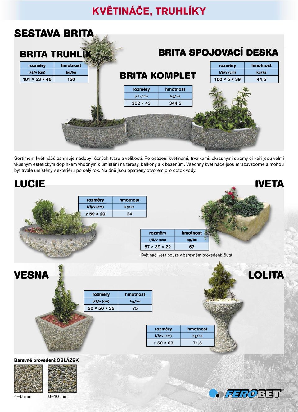 Po osázení květinami, trvalkami, okrasnými stromy či keři jsou velmi vkusným estetickým doplňkem vhodným k umístění na terasy,