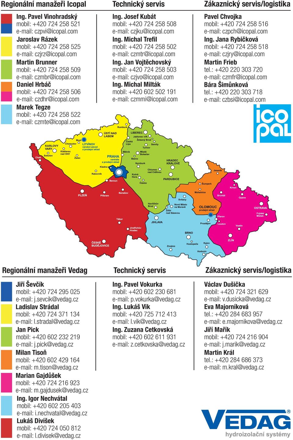 com Technický servis Ing. Josef Kubát mobil: +420 724 258 508 e-mail: czjku@icopal.com Ing. Michal Trefil mobil: +420 724 258 502 e-mail: czmtr@icopal.com Ing. Jan Vojtěchovský mobil: +420 724 258 503 e-mail: czjvo@icopal.