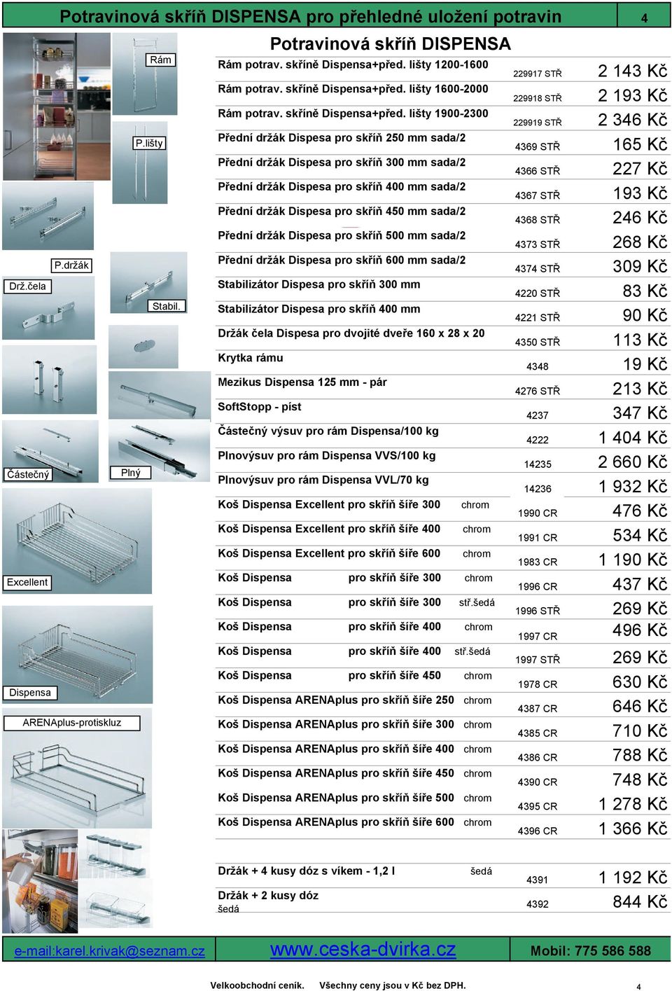 lišty 1600-2000 Rám potrav. skříně Dispensa+před.