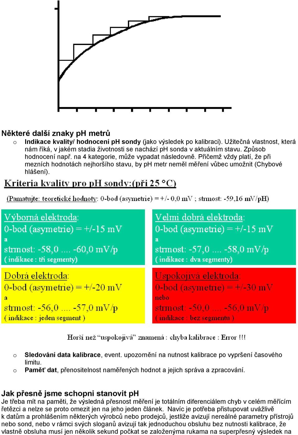 o Sledování data kalibrace, event. upozornění na nutnost kalibrace po vypršení časového limitu. o Paměť dat, přenositelnost naměřených hodnot a jejich správa a zpracování.