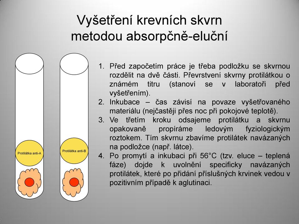 Inkubace čas závisí na povaze vyšetřovaného materiálu (nejčastěji přes noc při pokojové teplotě). 3.