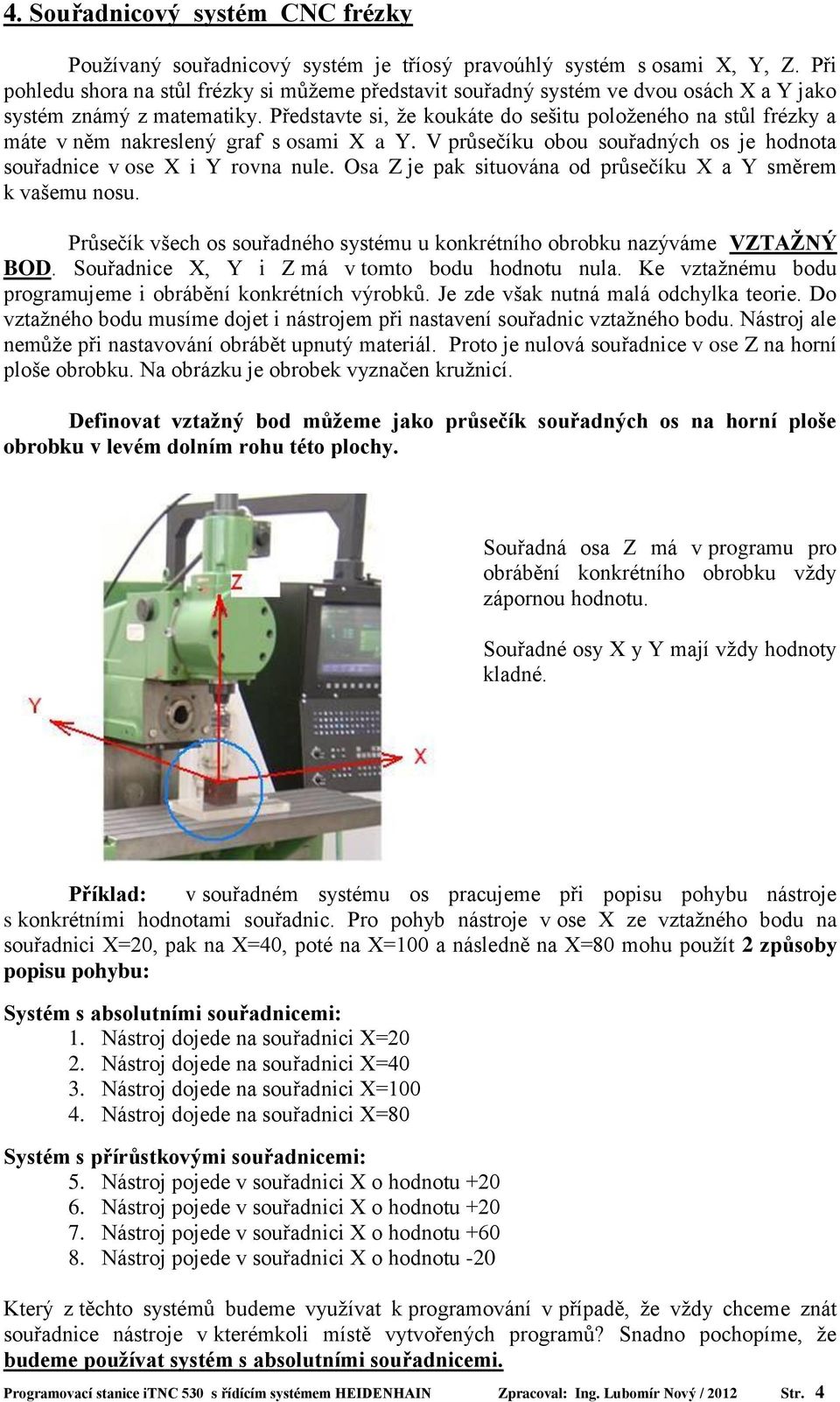 Představte si, že koukáte do sešitu položeného na stůl frézky a máte v něm nakreslený graf s osami X a Y. V průsečíku obou souřadných os je hodnota souřadnice v ose X i Y rovna nule.