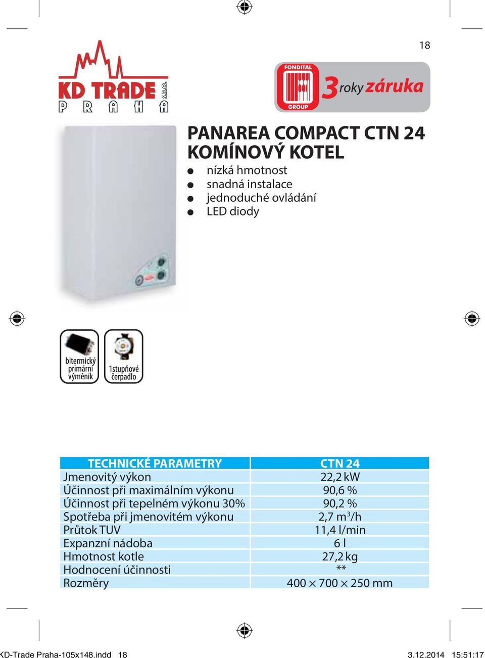 LED diody TECHNICKÉ PARAMETRY CTN 24 Jmenovitý výkon 22,2 kw Účinnost při maximálním výkonu 90,6 %