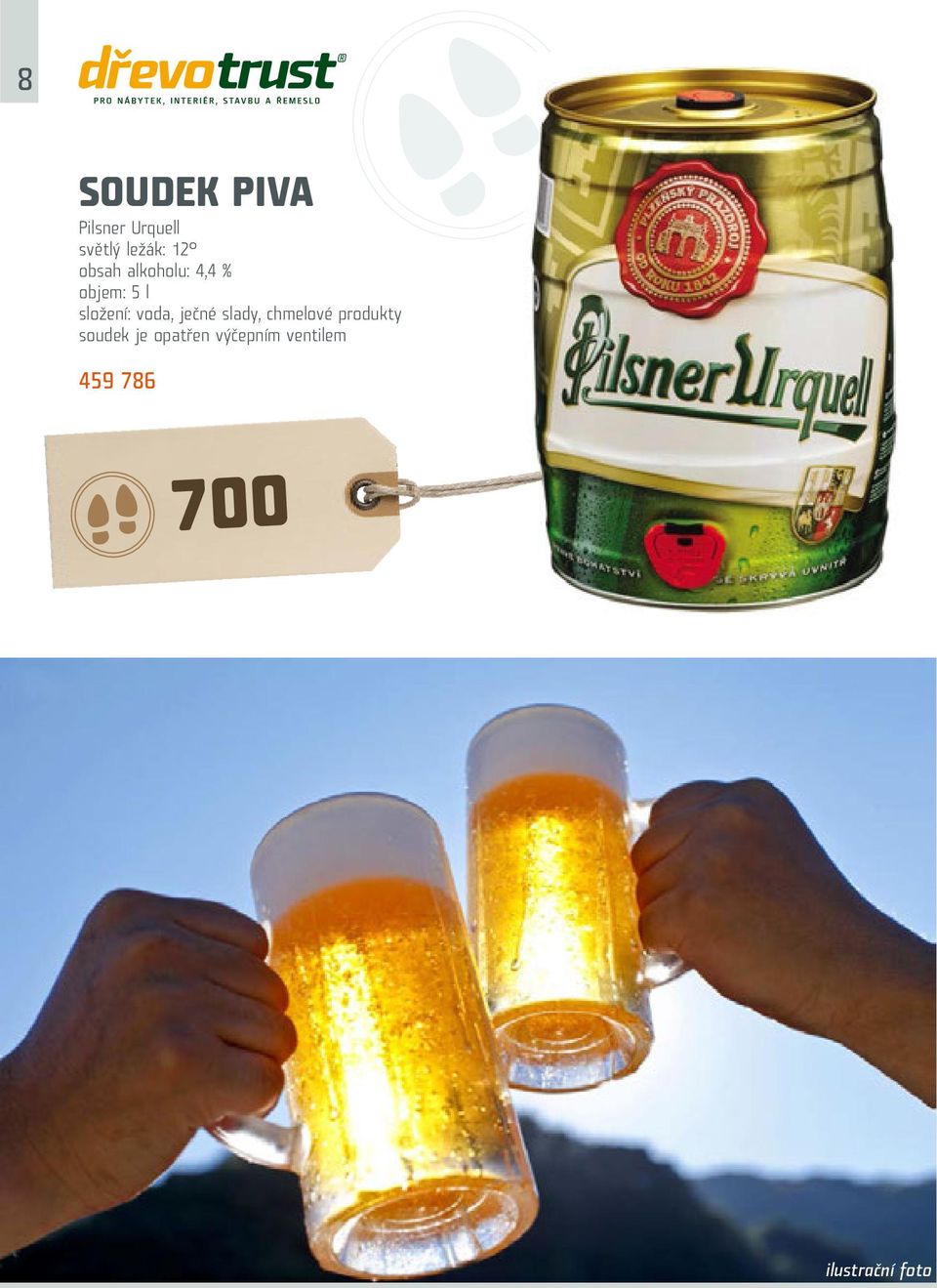 voda, ječné slady, chmelové produkty soudek je