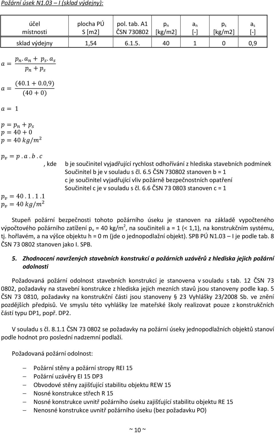 5 ČSN 730802 stanoven b = 1 