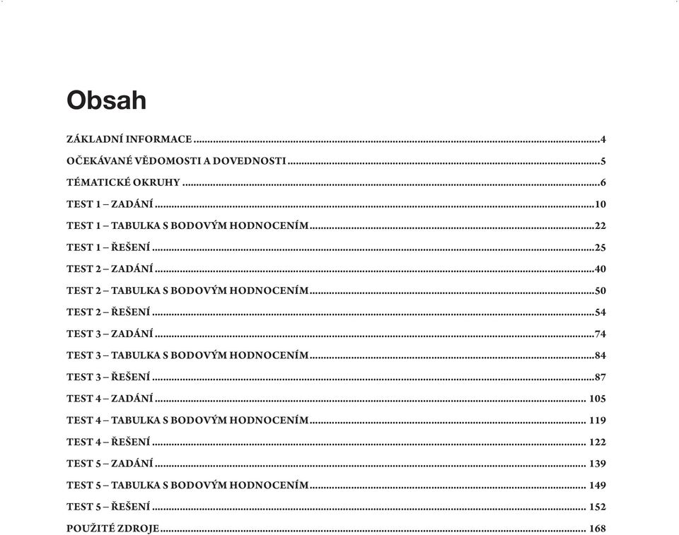 ..50 TEST ŘEŠENÍ...54 TEST 3 ZADÁNÍ...74 TEST 3 TABULKA S BODOVÝM HODNOCENÍM...84 TEST 3 ŘEŠENÍ...87 TEST 4 ZADÁNÍ.