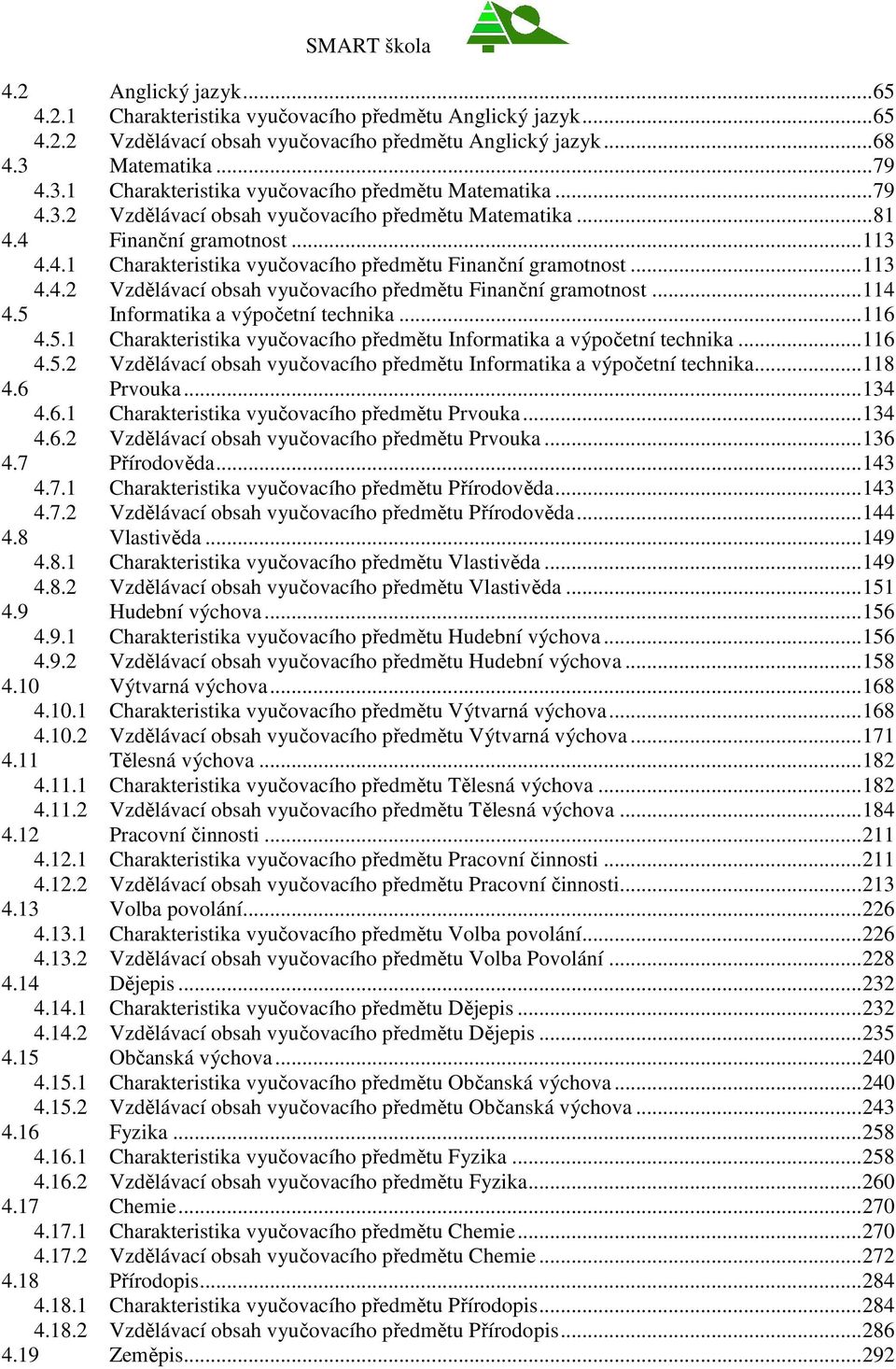 .. 113 4.4.2 Vzdělávací obsah vyučovacího předmětu Finanční gramotnost... 114 4.5 Informatika a výpočetní technika... 116 4.5.1 Charakteristika vyučovacího předmětu Informatika a výpočetní technika.