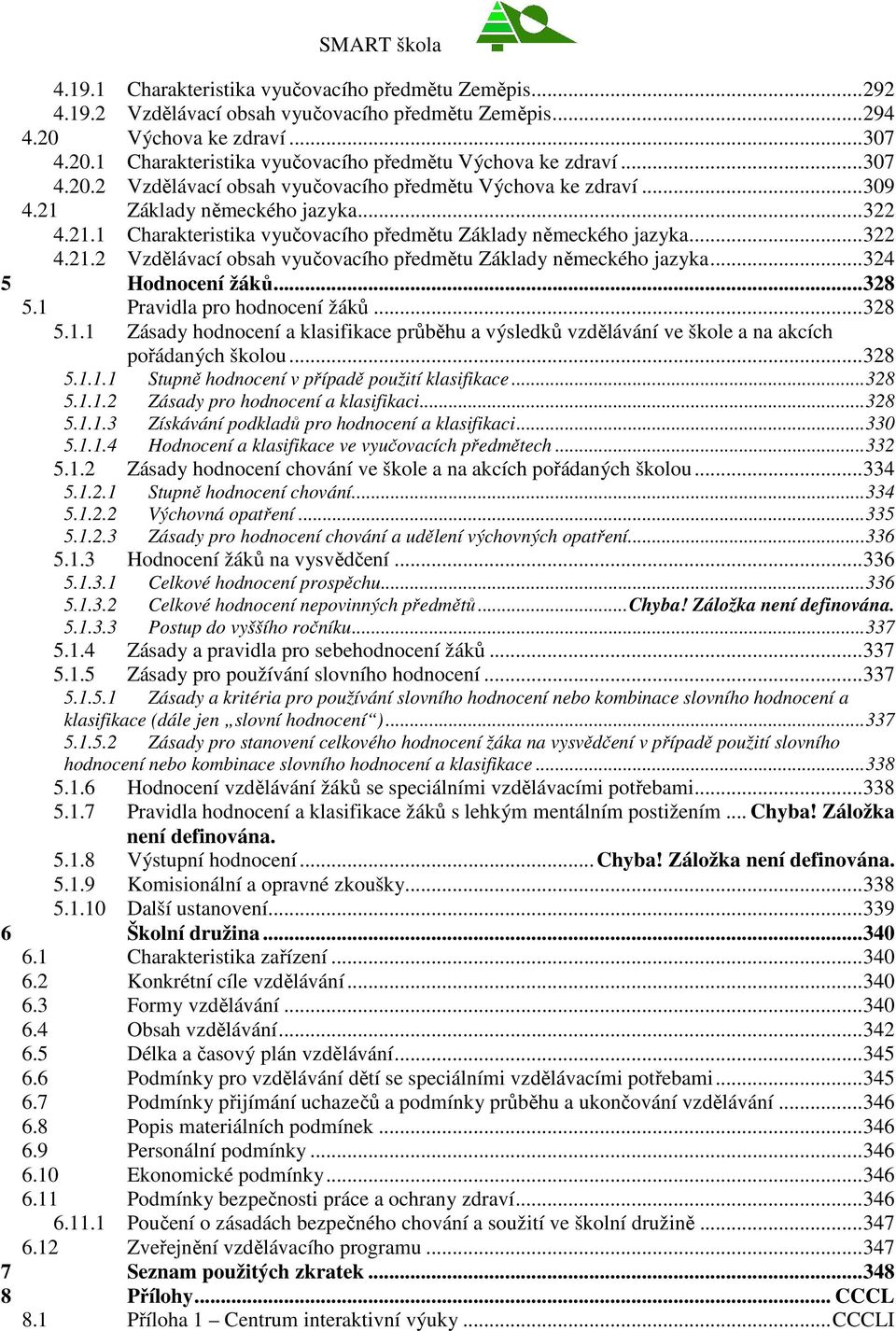 .. 324 5 Hodnocení žáků... 328 5.1 Pravidla pro hodnocení žáků... 328 5.1.1 Zásady hodnocení a klasifikace průběhu a výsledků vzdělávání ve škole a na akcích pořádaných školou... 328 5.1.1.1 Stupně hodnocení v případě použití klasifikace.