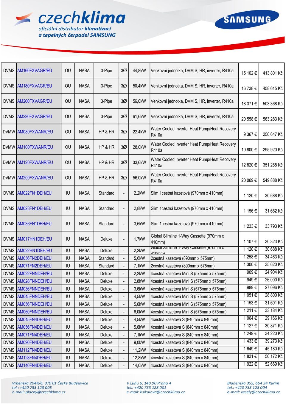 738 458 615 Kč 18 371 503 368 Kč 20 558 563 283 Kč DVMW AM080FXWANR/EU OU NASA HP & HR 3Ø 22,4kW DVMW AM100FXWANR/EU OU NASA HP & HR 3Ø 28,0kW DVMW AM120FXWANR/EU OU NASA HP & HR 3Ø 33,6kW DVMW