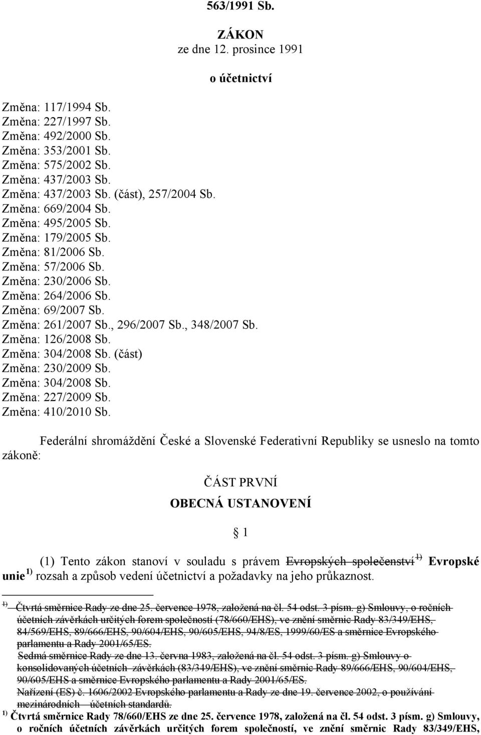 , 348/2007 Sb. Změna: 126/2008 Sb. Změna: 304/2008 Sb. (část) Změna: 230/2009 Sb. Změna: 304/2008 Sb. Změna: 227/2009 Sb. Změna: 410/2010 Sb.