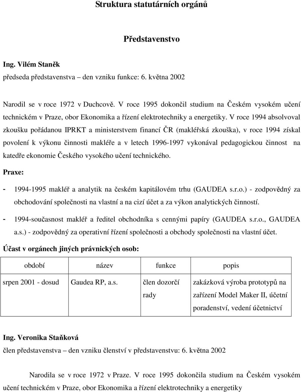 V roce 1994 absolvoval zkoušku pořádanou IPRKT a ministerstvem financí ČR (makléřská zkouška), v roce 1994 získal povolení k výkonu činnosti makléře a v letech 1996-1997 vykonával pedagogickou