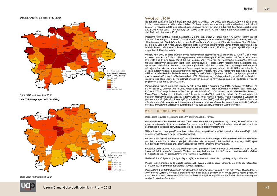 městských částech i v hlavním městě jako celku. Získané hodnoty tedy vypovídají o aktuálních finančních aspektech na trhu s byty v roce 2012.