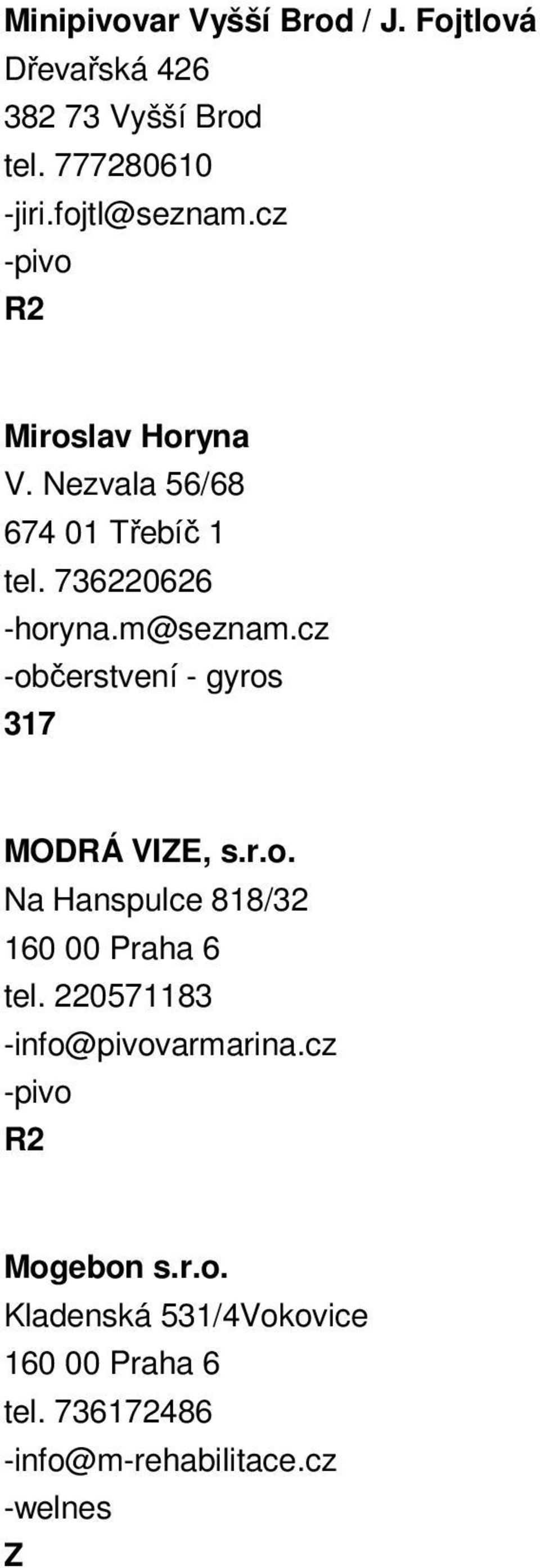 cz -občerstvení - gyros 317 MODRÁ VIZE, s.r.o. Na Hanspulce 818/32 160 00 Praha 6 tel.