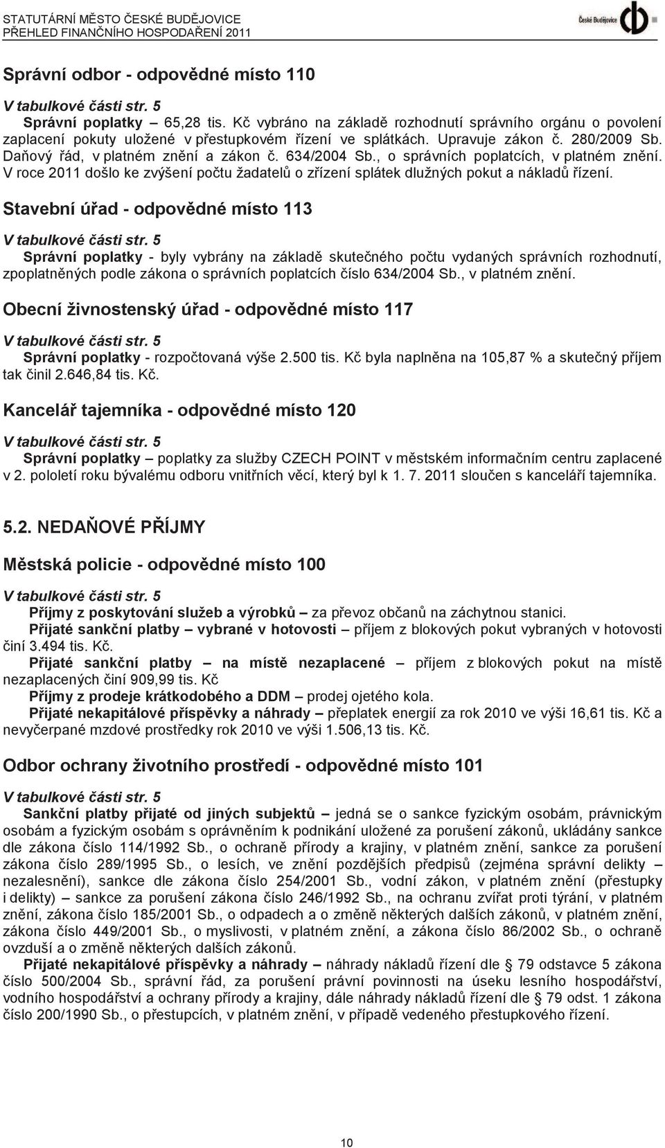 634/2004 Sb., o správních poplatcích, v platném znění. V roce 2011 došlo ke zvýšení počtu žadatelů o zřízení splátek dlužných pokut a nákladů řízení.