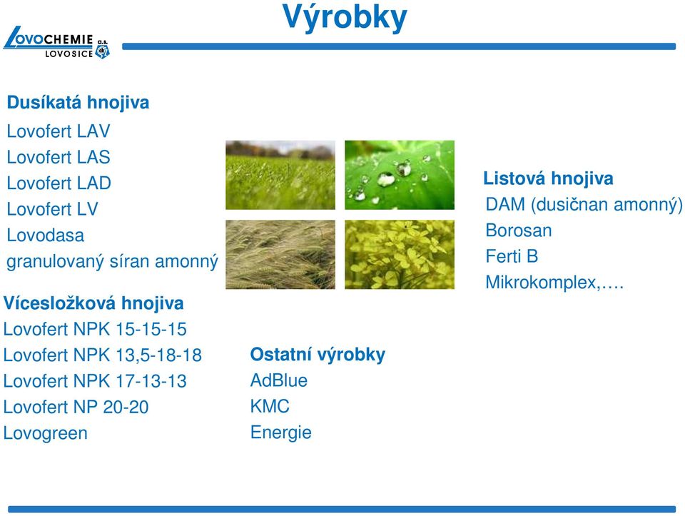 Lovofert NPK 13,5-18-18 Lovofert NPK 17-13-13 Lovofert NP 20-20 Lovogreen Ostatní