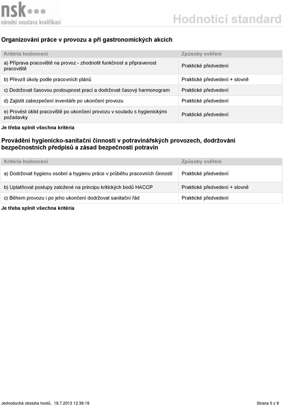 souladu s hygienickými požadavky Provádění hygienicko-sanitační činnosti v potravinářských provozech, dodržování bezpečnostních předpisů a zásad bezpečnosti potravin a) Dodržovat hygienu