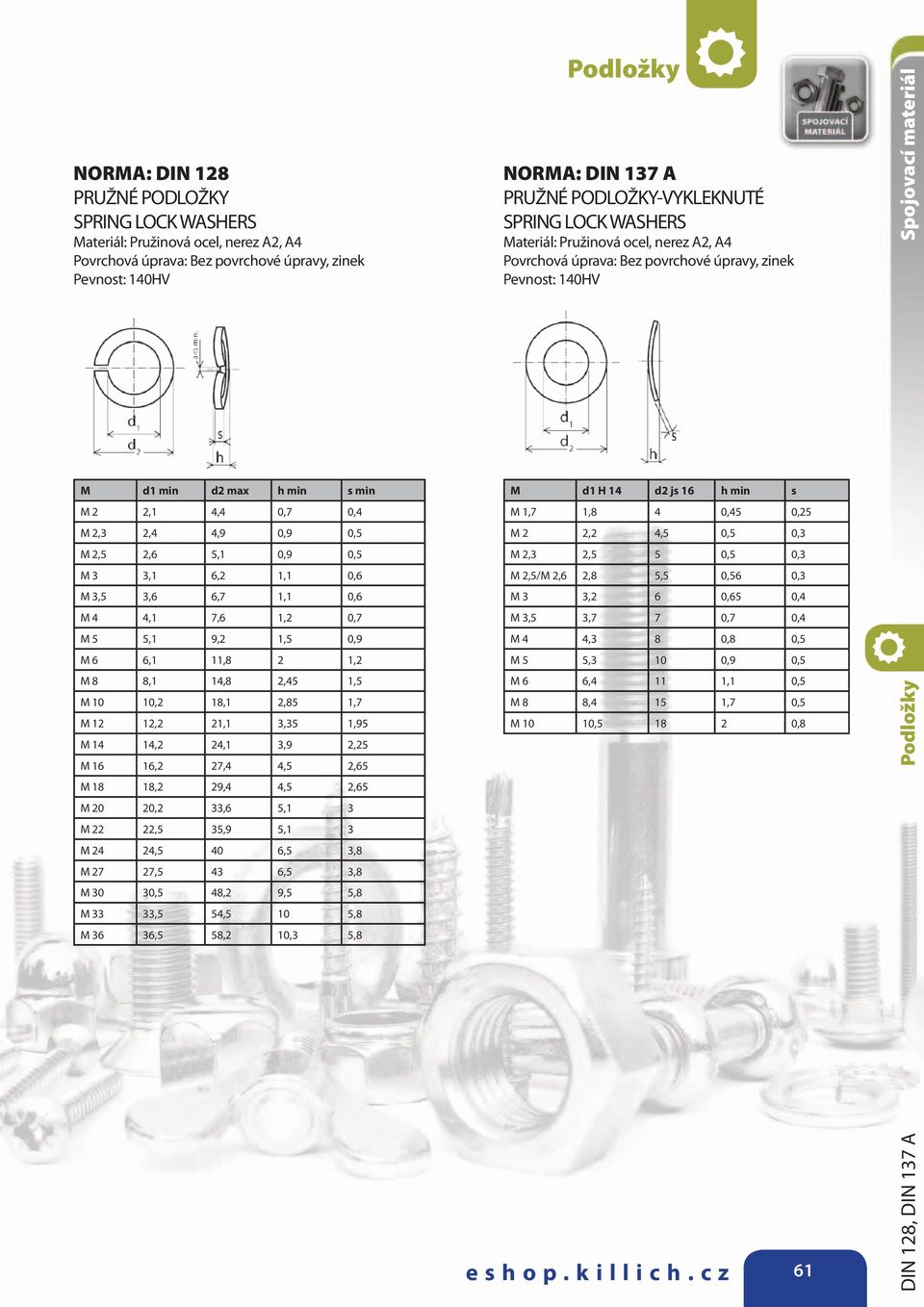 Podložky. eshop.killich.cz 59. Podložky Spojovací materiál NEUVEDENÉ NORMY  A ROZMĚRY NA POPTÁNÍ! - PDF Free Download