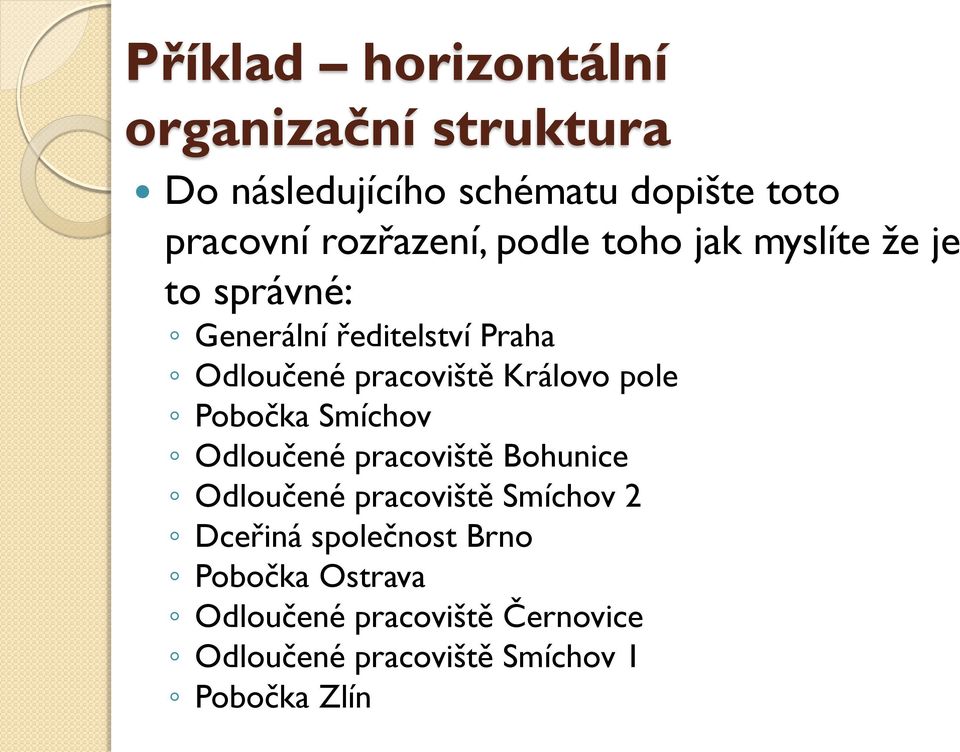 pracoviště Královo pole Pobočka Smíchov Odloučené pracoviště Bohunice Odloučené pracoviště Smíchov