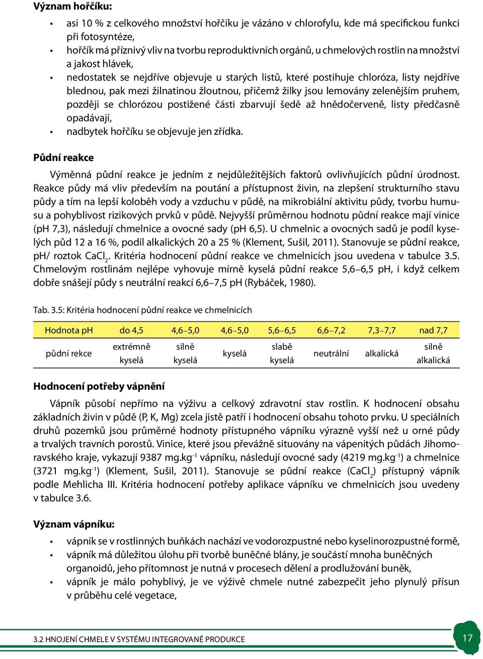 pruhem, později se chlorózou postižené části zbarvují šedě až hnědočerveně, listy předčasně opadávají, nadbytek hořčíku se objevuje jen zřídka.