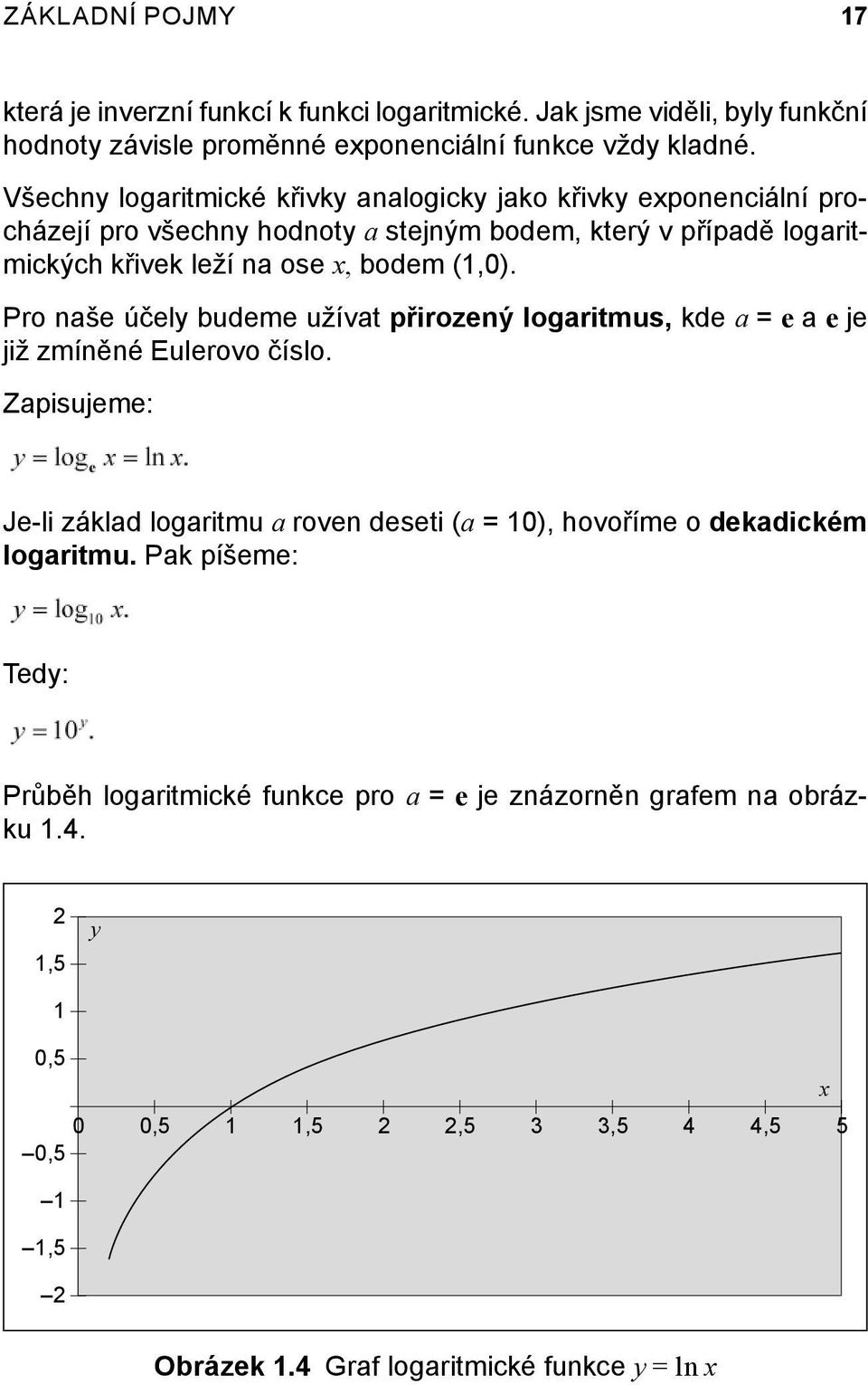 Pro naše účely budeme užívat přirozený logaritmus, kde a = e a e je již zmíněné Eulerovo číslo.