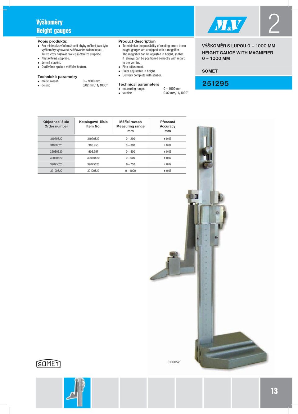 The magnifier can be adjusted in height, so that it always can be positioned correctly with regard to the vernier. Fine adjustment. Ruler adjustable in height. Delivery complete with scriber.