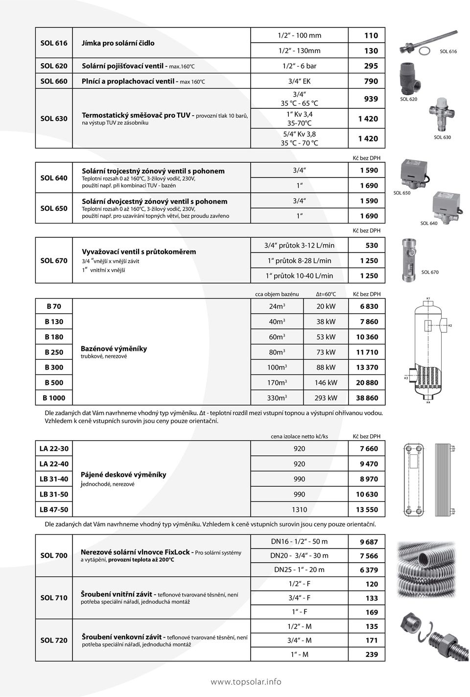 35-70 C 5/4 Kv 3,8 35 C - 70 C 939 1 420 1 420 SOL 620 SOL 616 SOL 630 SOL 640 SOL 650 Solární trojcestný zónový ventil s pohonem Teplotní rozsah 0 až 160 C, 3-žilový vodič, 230V, použití např.