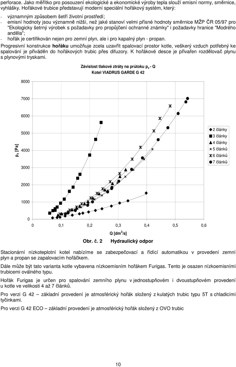 směrnice MŽP ČR 05/97 pro "Ekologicky šetrný výrobek s požadavky pro propůjčení ochranné známky" i požadavky hranice "Modrého anděla"; - hořák je certifikován nejen pro zemní plyn, ale i pro kapalný