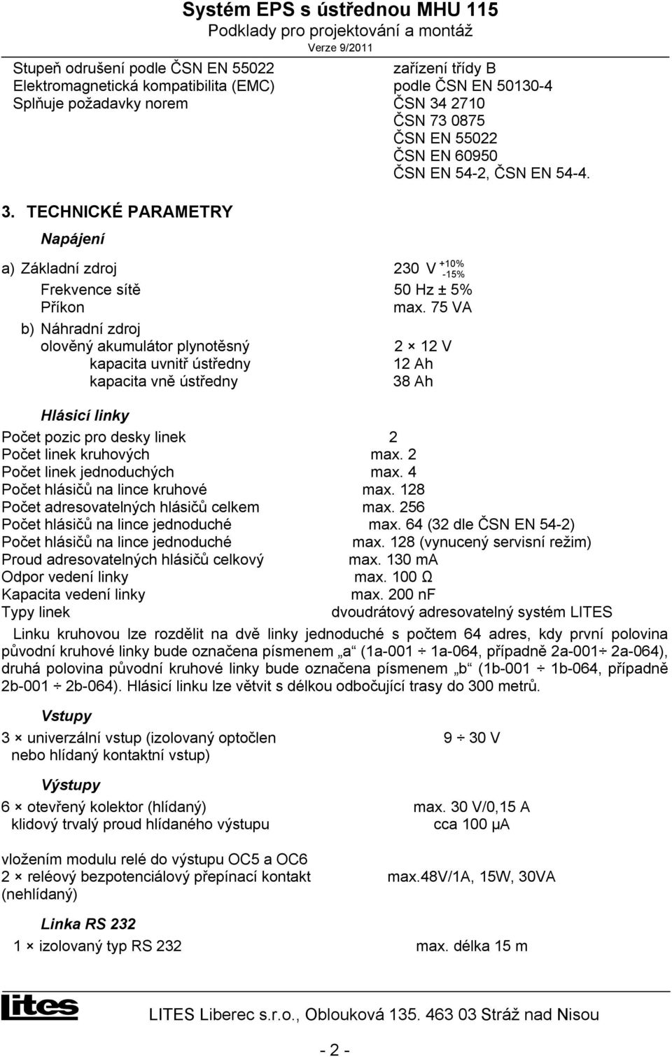 Systém EPS s ústřednou MHU 115 Podklady pro projektování a montáž Verze 9/  PDF Free Download