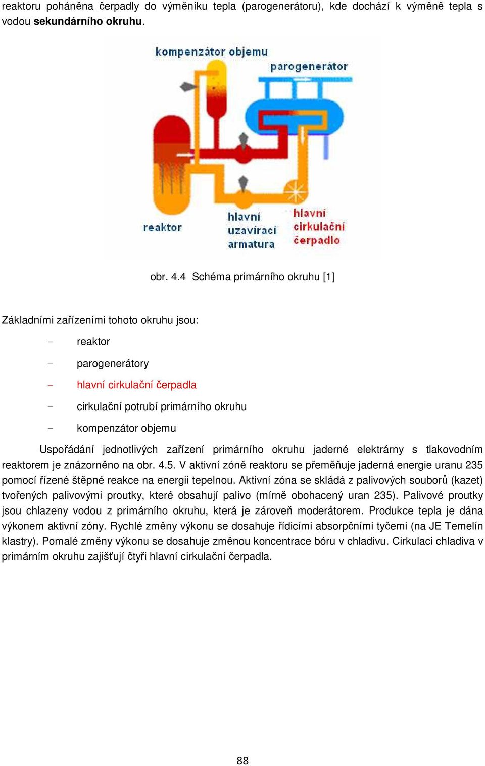 jednotlivých zařízení primárního okruhu jaderné elektrárny s tlakovodním reaktorem je znázorněno na obr. 4.5.