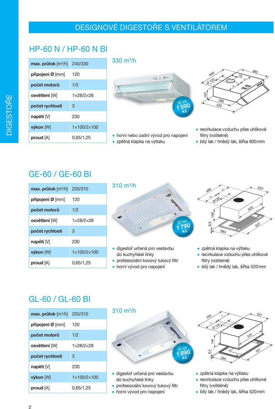 lak / hnědý lak, šířka mm GE-60 / GE-60 BI max.